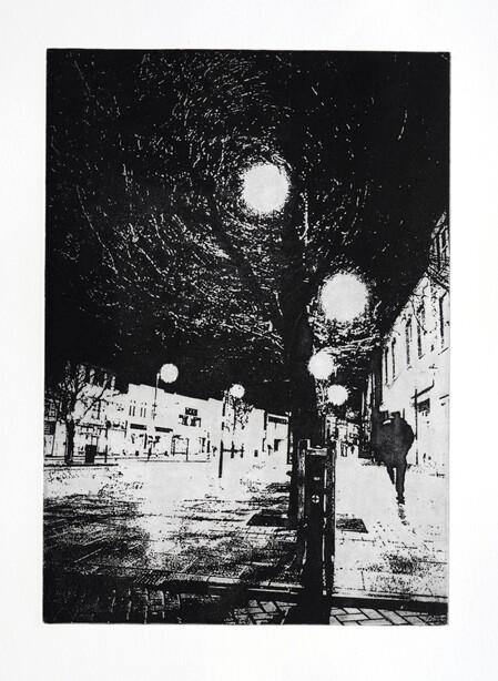 thumbnail of etching of Rainy Night in Chester-le-Street