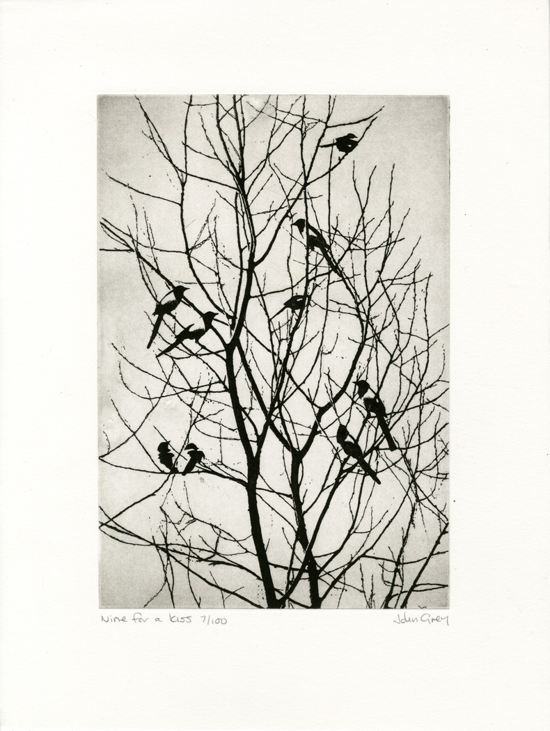 thumbnail of etching of Nine for a Kiss