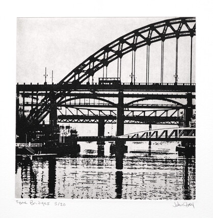 thumbnail of etching of Tyne Evening