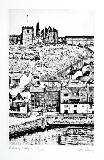 thumbnail of etching of Abbey Steps