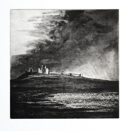 thumbnail of etching of Dunstanburgh from the South