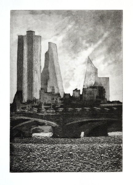 thumbnail of etching of Blackfriars Bridge and the City II