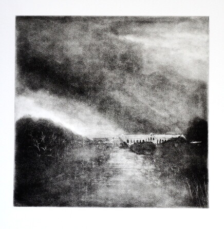 thumbnail of etching of Home Farm